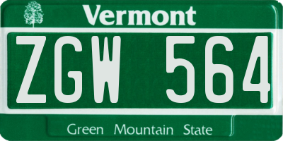 VT license plate ZGW564