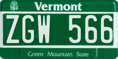 VT license plate ZGW566