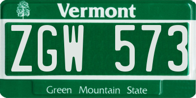 VT license plate ZGW573