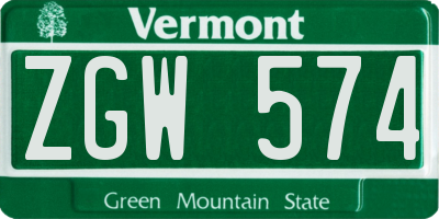 VT license plate ZGW574