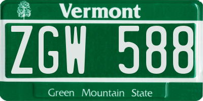 VT license plate ZGW588