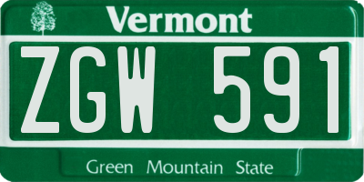 VT license plate ZGW591