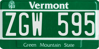 VT license plate ZGW595