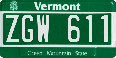 VT license plate ZGW611