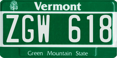 VT license plate ZGW618