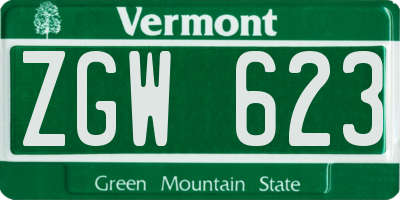 VT license plate ZGW623