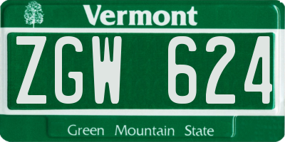 VT license plate ZGW624