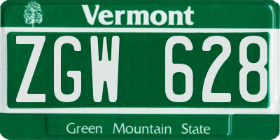 VT license plate ZGW628