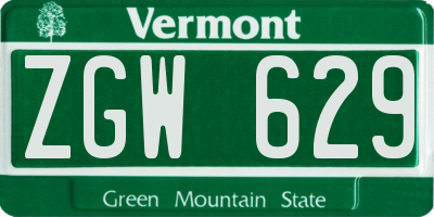 VT license plate ZGW629