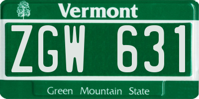 VT license plate ZGW631