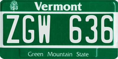 VT license plate ZGW636