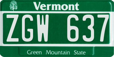 VT license plate ZGW637