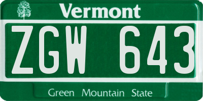 VT license plate ZGW643