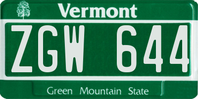 VT license plate ZGW644