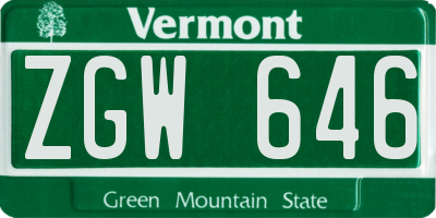 VT license plate ZGW646