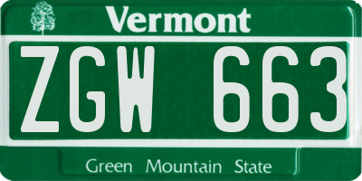 VT license plate ZGW663