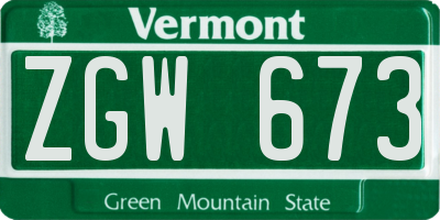 VT license plate ZGW673