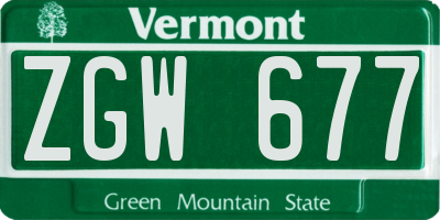 VT license plate ZGW677
