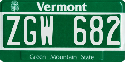 VT license plate ZGW682
