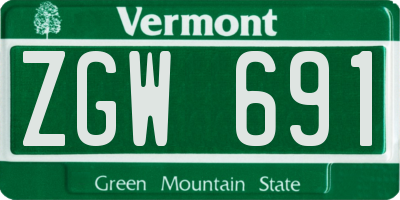 VT license plate ZGW691