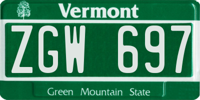 VT license plate ZGW697