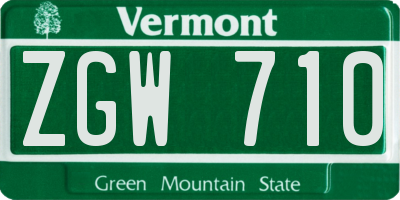 VT license plate ZGW710