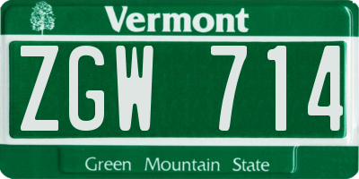 VT license plate ZGW714