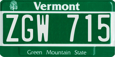 VT license plate ZGW715