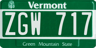 VT license plate ZGW717