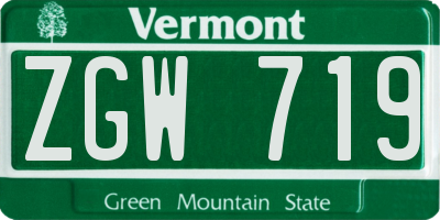 VT license plate ZGW719