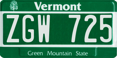 VT license plate ZGW725