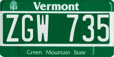 VT license plate ZGW735