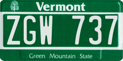VT license plate ZGW737