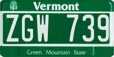 VT license plate ZGW739