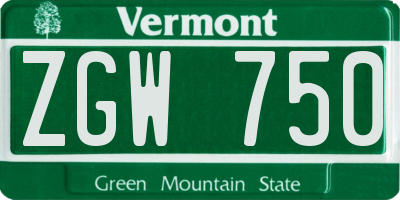VT license plate ZGW750