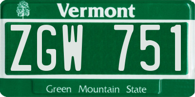 VT license plate ZGW751