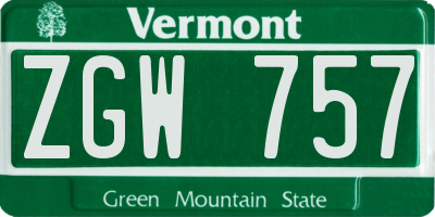 VT license plate ZGW757