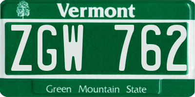 VT license plate ZGW762
