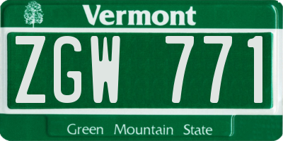 VT license plate ZGW771