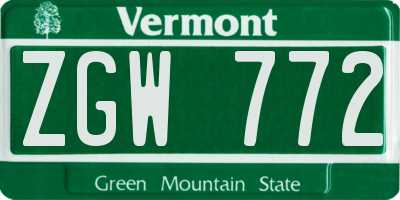 VT license plate ZGW772