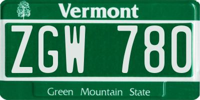 VT license plate ZGW780