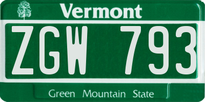 VT license plate ZGW793