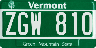 VT license plate ZGW810
