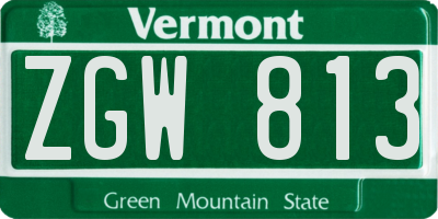 VT license plate ZGW813