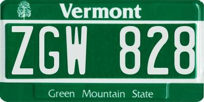 VT license plate ZGW828