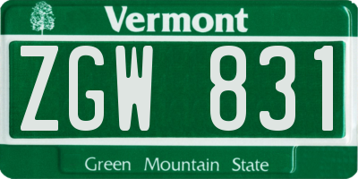 VT license plate ZGW831