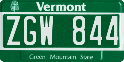 VT license plate ZGW844