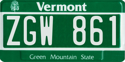 VT license plate ZGW861