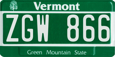 VT license plate ZGW866