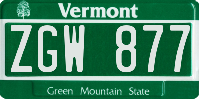 VT license plate ZGW877